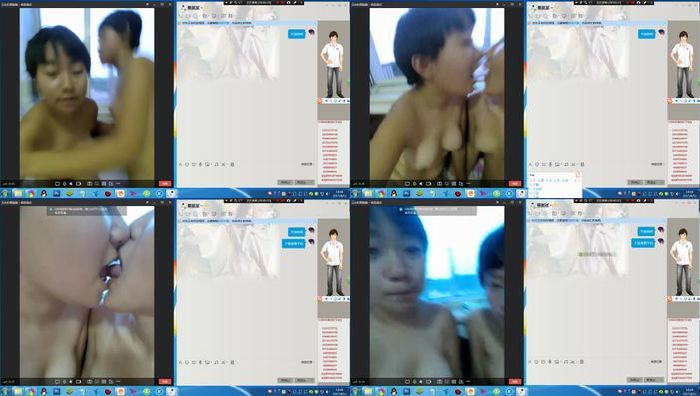 两个小女孩好像长点有点着急跟金主打视频亲嘴